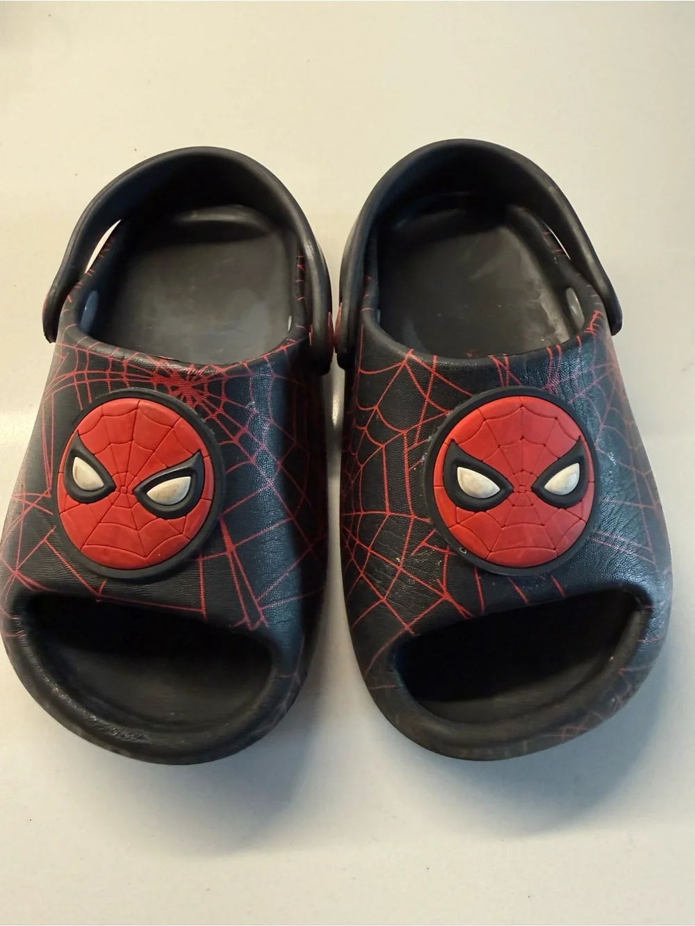 Kids Black & Red Spiderman Slip-On Sandals